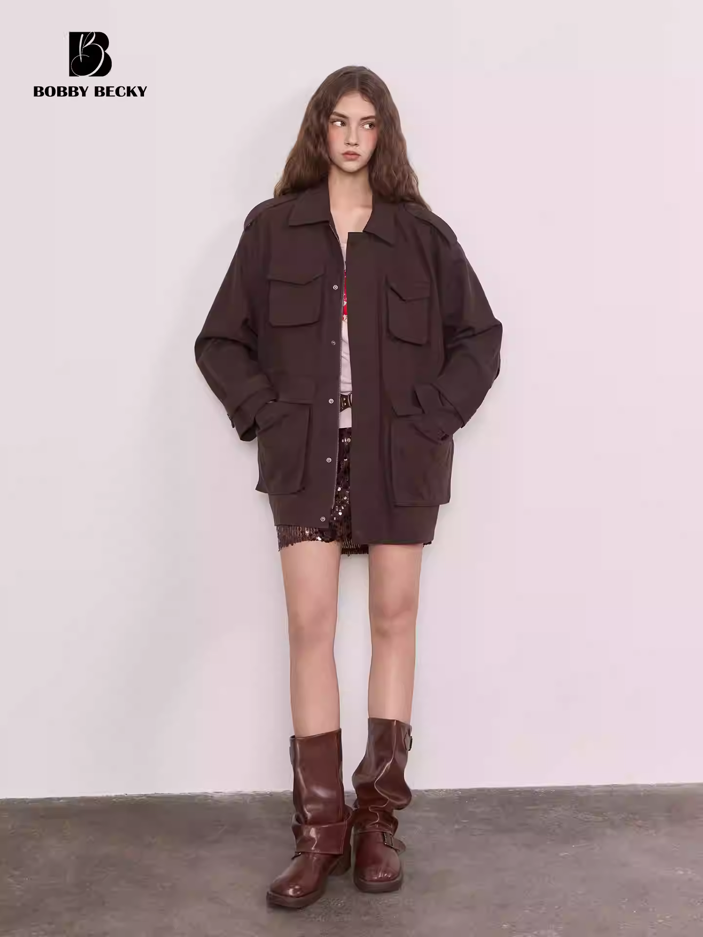 Retro Barn-style Workwear Loose trench coat with peaked collar and mid-length jacket