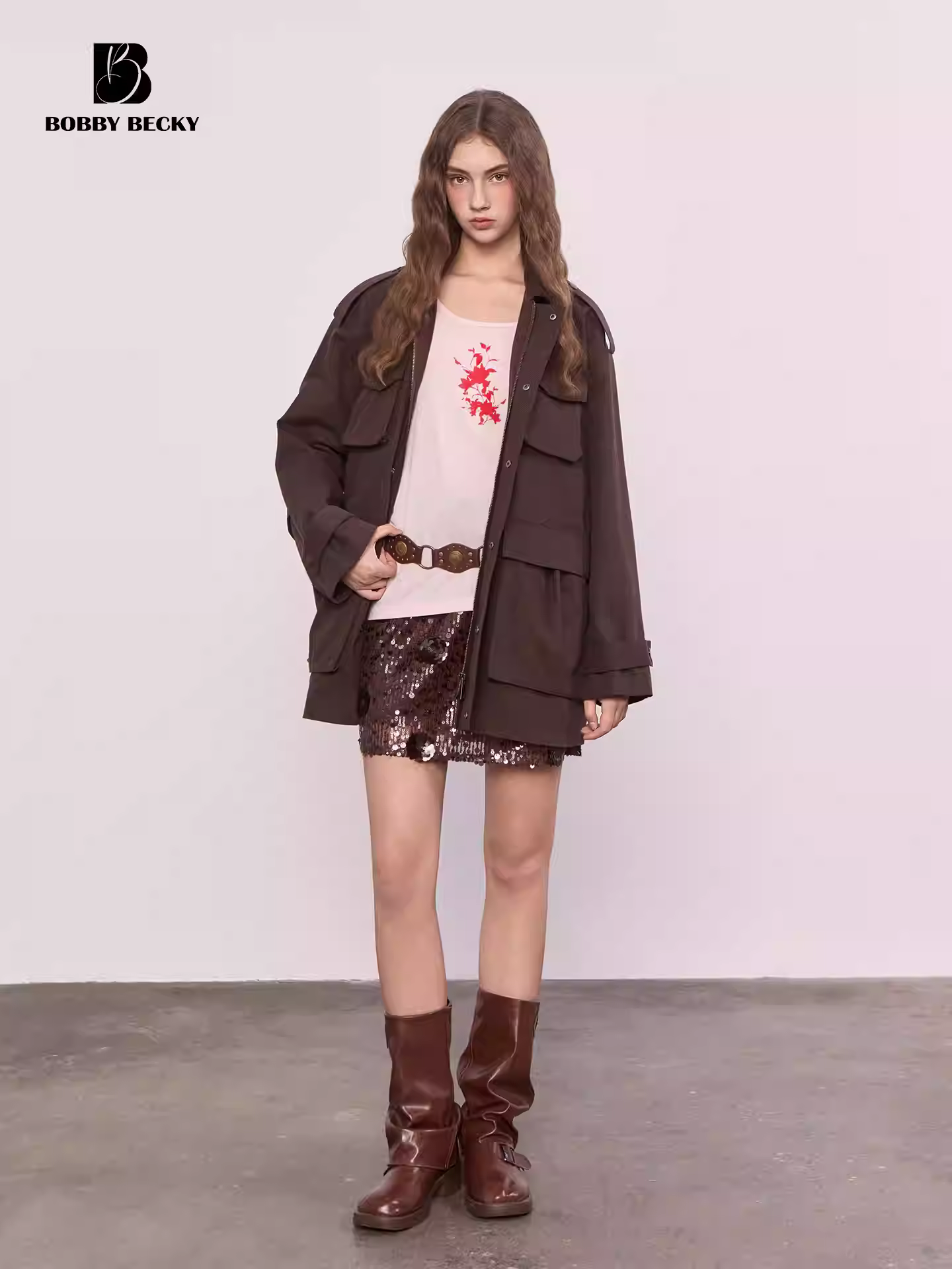 Retro Barn-style Workwear Loose trench coat with peaked collar and mid-length jacket