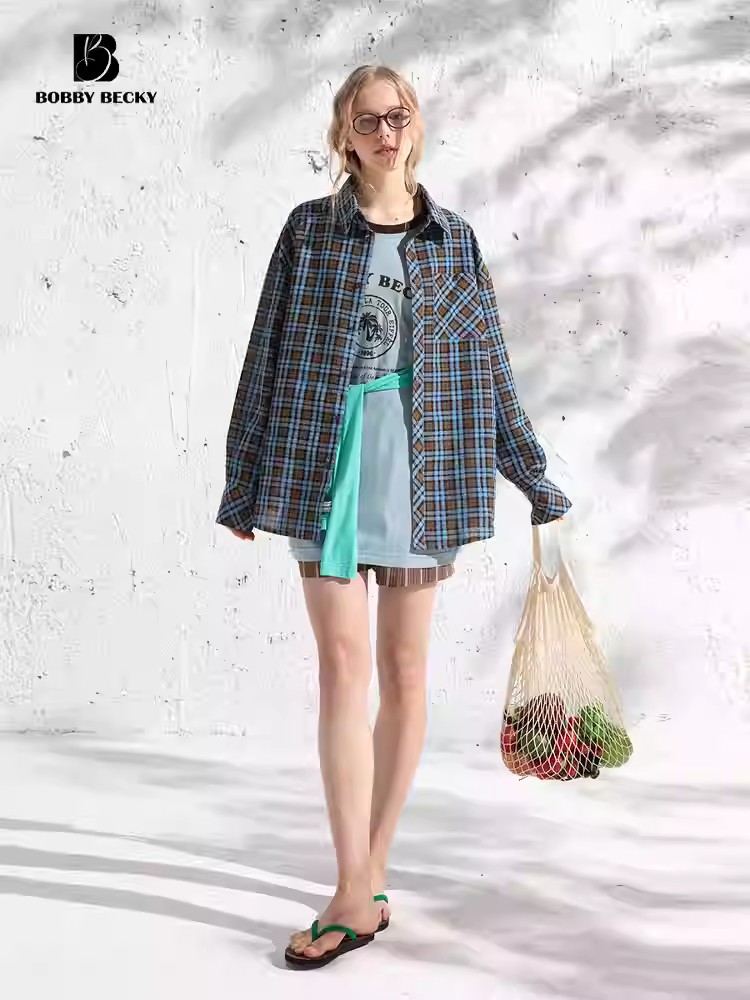 Retro 3D 88 shirt - stylish, loose fit, plaid long-sleeved cardigan shirt