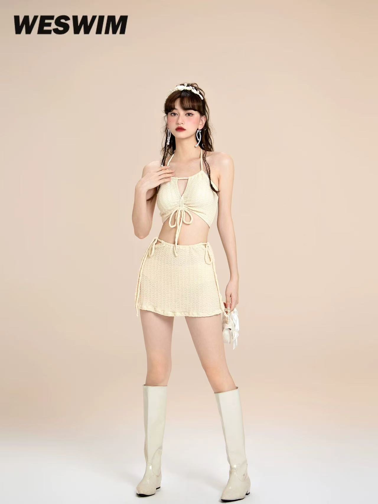 Swimwear for women - Hot spring version 2026! New split bikini style with small chest cut and belly-covering design - Perfect for conservative photos at the beach