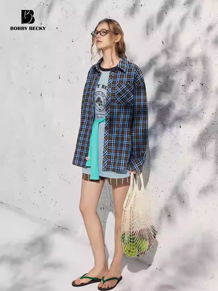 Retro 3D 88 shirt - stylish, loose fit, plaid long-sleeved cardigan shirt